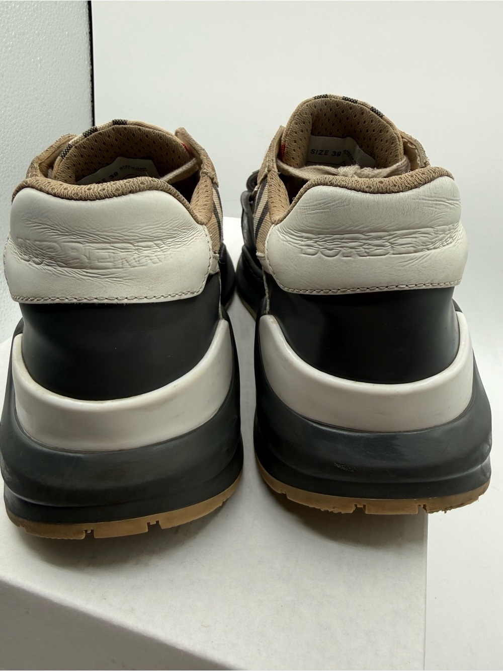 The Burberry Ramsey Vintage Check Suede Leather Sneakers Grey Archive Beige - Picture 6 of 11